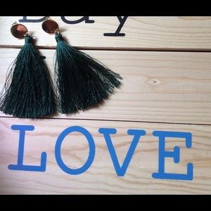 H&M green tassel earrings